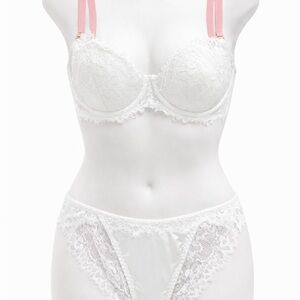 Elegant Lace Trim Bra Bundle Black, White, Pink